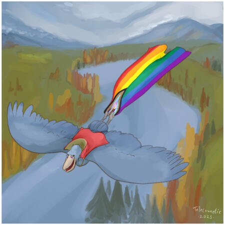 V flying Pride